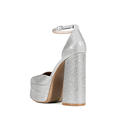 Image of DREAM PAIRS Women's High Chunky Platform Closed Toe Block Heels Square Toe Ankle Strap Dress Wedding Party Pumps Shoes Aurelia