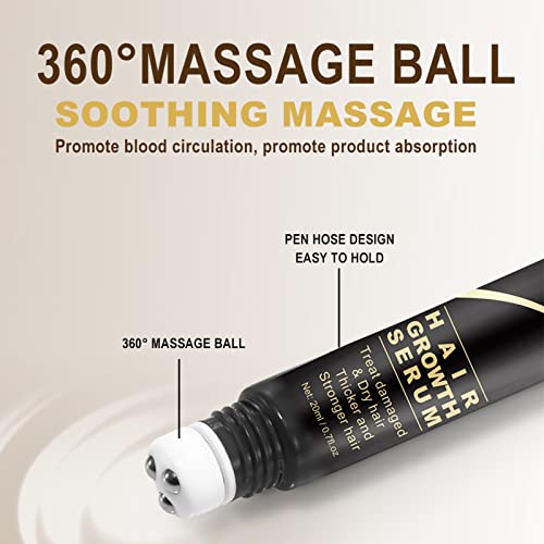 Organic Hair Serum Roller, Regrowth Hair Serum Roller, Triple Roll-On Massager Hair Growth Essence,