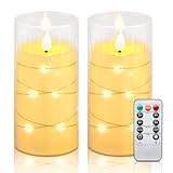 Aignis Flickering Flameless Candles Battery Operated Candles LED Candles with Remote Timer for Home/Wedding/Birthday/Holiday Decor ，Ivory White 3D Flame Set of 2 (D3 xH6 6')