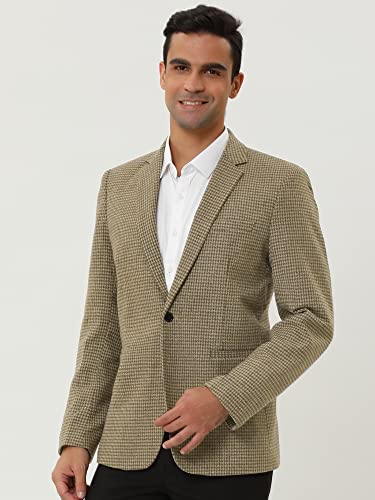 Lars Amadeus Men's Casual Plaid Sports Coat Notched Lapel One Button Houndstooth Blazer3