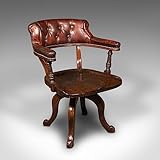 Silla de pasillo de Porter antiguo, inglés, cuero, asiento de escritorio giratorio, victoriano, 1880