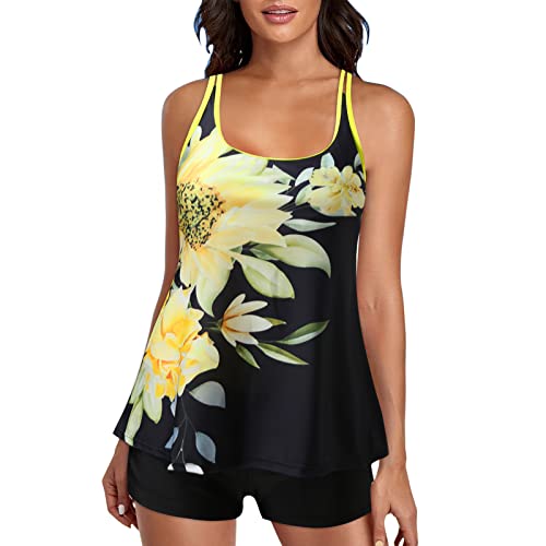 Fini les maillots trop courts avec ce tankini torse long grande taille XL jaune