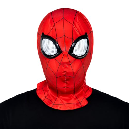 MARVEL Spider-Man Official Youth Zentai Halloween Costume Accessory - Deluxe Two-Way Stretch Spandex Mask with Molded Eyes
