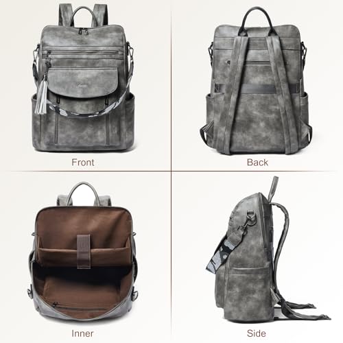 Shrrie 15.6 pulgadas Mochila de Negocios para laptop para mujer, Mochila de cuero para viaje Maestra universidad work - imagen 7