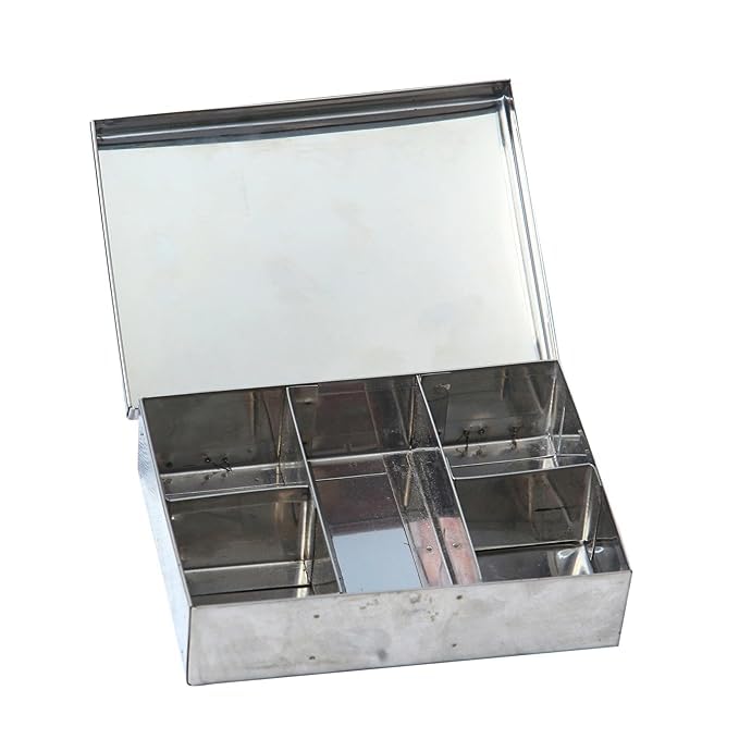 Generic Stainless Steel Puja Storage Box with 6 Compartments, 25