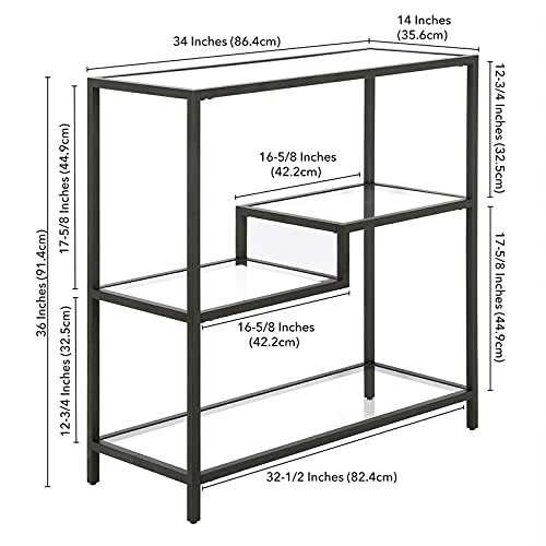 Henn&Hart 36" Tall Rectangular Bookcase In Blackened Bronze, For Home Office, Living Room #TOP2