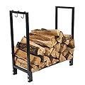 Sunnydaze Outdoor 30-Inch Firewood Log Rack - Small Fireplace or Fire Pit Wood Storage Holder - Black