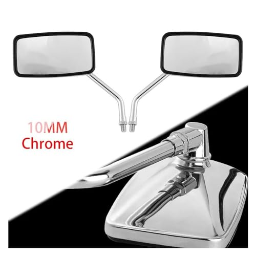 Espejo retrovisor de moto rectangular de aluminio cromado universal 8mm 10mm 2 uds 5
