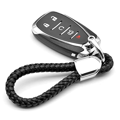 Infipar Car Key Fob Keychains Leather Keys Chain Sturdy Metal Holder With D-Ring For Men And Women 1 Pack Black, Long #TOP1