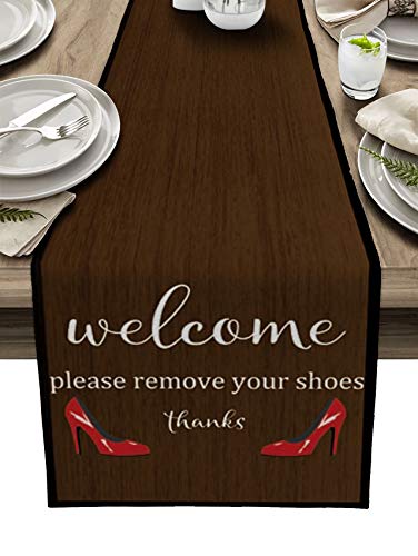 TAOGAN Table Runner Dresser Scarves Rose Flower with Leaves Pink Dining Table Rrunners Runners Decor for Parties Wedding Banquet Kitchen Dining Room Decoration 13" x 36"