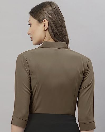 Image of EYEBOGLER Women Regular Fit Solid Spread Collar Casual Shirt