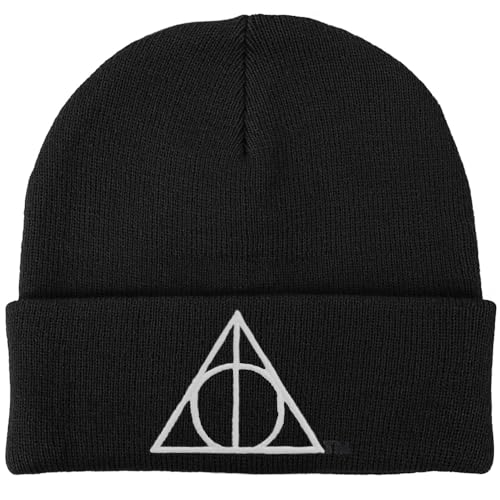 Popfunk Harry Potter Deathly Hallows Symbol Knit Beanie - Unisex for Men and Women, Black