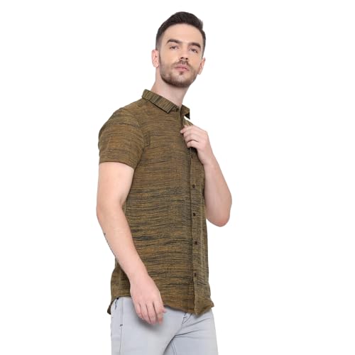 Image of LATEST CHIKAN Men's Cotton Blend Textured Half Sleeves Shirt