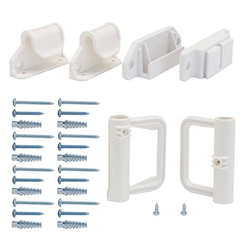 Retractable Mesh Baby Gate Parts (White) Drilling Installation Retractable Pet Gate Replacement Hardware Full Set Retractable Baby Gate Hardware Kit Compatible BETERTEK Retractable Mesh Gate