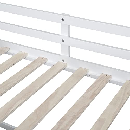 Merax Low Loft Bed Twin With Storage, Solid Wood Bed Frame With Rolling Desk And Drawers, No Box Spring Needed, For Boys & Girls (White) #TOP6
