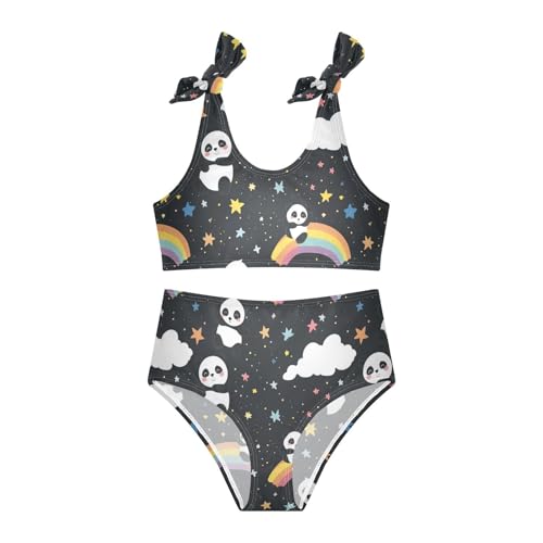 Wusikd Cute Pandas Rainbow Girls Swimsuits Two Piece Starry Night Sky Swimwear Bikini Set for for Girls Size 3T3