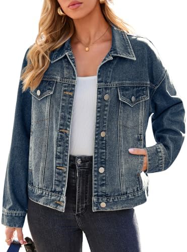 Glamaker Womens Jean Jacket Cropped Denim Jacket Western Y2K Conc...