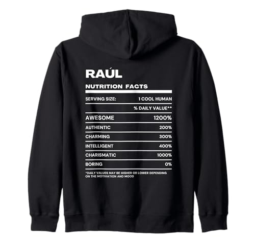 Raúl Datos de Nutrición Nombre Gracioso Sudadera con Capucha