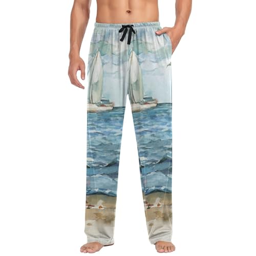 Oyihfvs Men's Pajama Pants, Cotton Pants, Elastic Waistband With Pockets (S-2XL)
