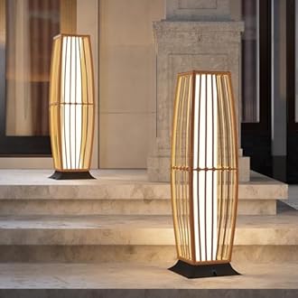 Grand patio 2-Piece Outdoor Floor Lamp Solar Powered Lantern Waterproof Wicker Boho Deck Lights for Garden Porch Decor, Large Taurus