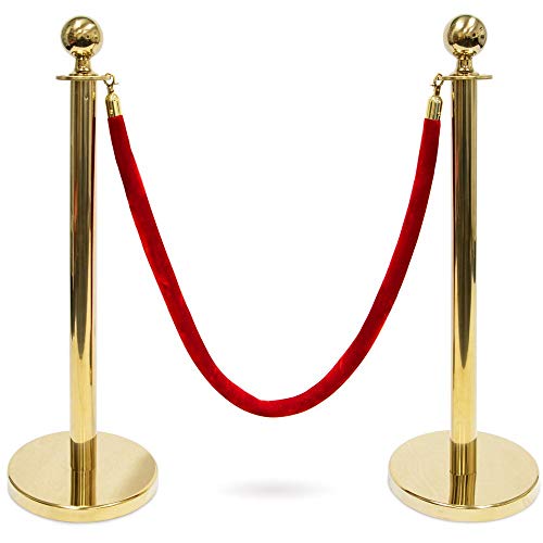 Yaheetech Stanchion and Velvet Ropes Crowd Control Barriers Velvet Ropes and Posts Red