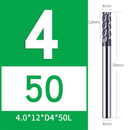 CREEYA 5-teiliger Hartmetall-Schaftfräser 4mm, 4 Zähne/4 Schneiden, HRC 55, AlTiN-Schwarz-Beschichtung, VHM-Fräser für Stahl, Metall, Holz, Acryl, Kunststoff (4mm)
