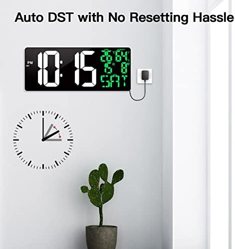 XREXS Extra Large Digital Wall Clock with Remote Control, 16.9 Inch LED Large Display Count Up/Down Timer, Auto-Dimming Alarm Clock with Day/Date/Temp/Humidity/DST for Home, Gym, Office and Classroom