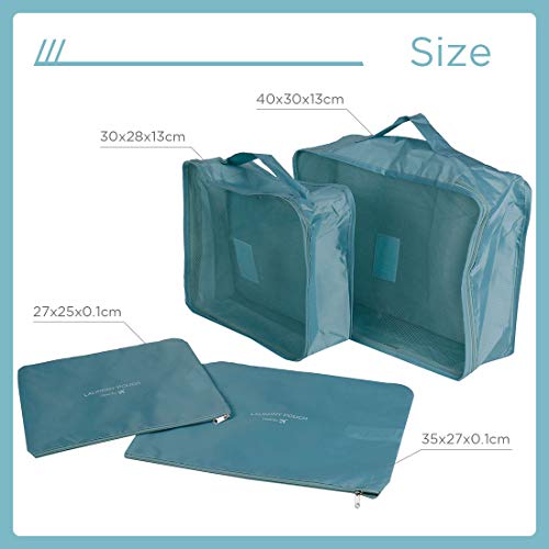 MINISO Foldable Travel Organiser Bag Zipper Toiletry Bag Set of 4,Underwear Bag Portable Storage Case Lightweight Fits Bra Socks Underpants for Women, Green