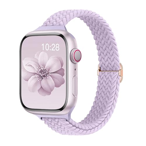 Image of Slim Braided Bands for Apple Watch Band 40mm 41mm 42mm 38mm 46mm 44mm 45mm 49mm Women,Stretchy Solo Loop Nylon Elastic Thin Narrow Skinny Strap for iWatch Ultra 3 SE 3 Series 11 10 9 8 7 6 5 4 3 2 1