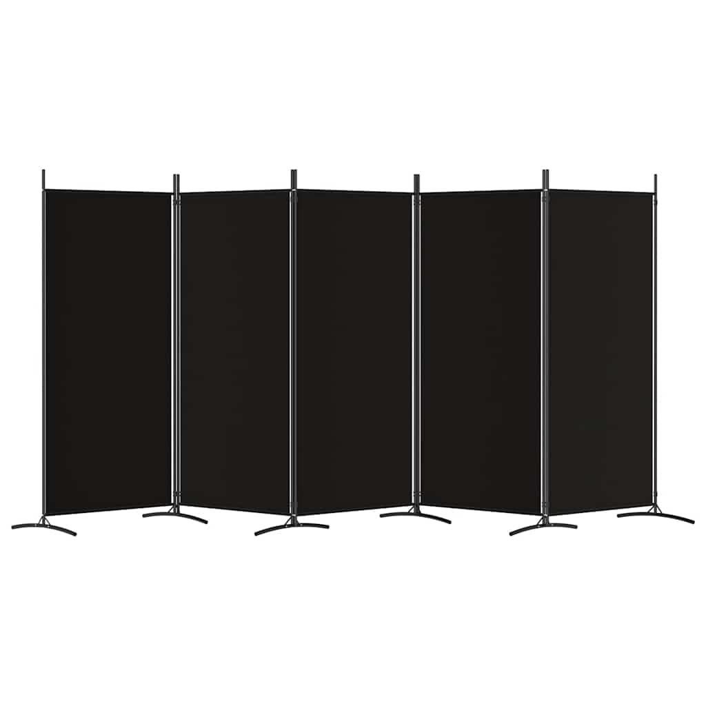 Paravent noir 5 pièces 433 x 180 cm tissu pliable brise-vue séparateur salon chambre bureau balcon jardin intérieur extérieur intimité durable polyvalent