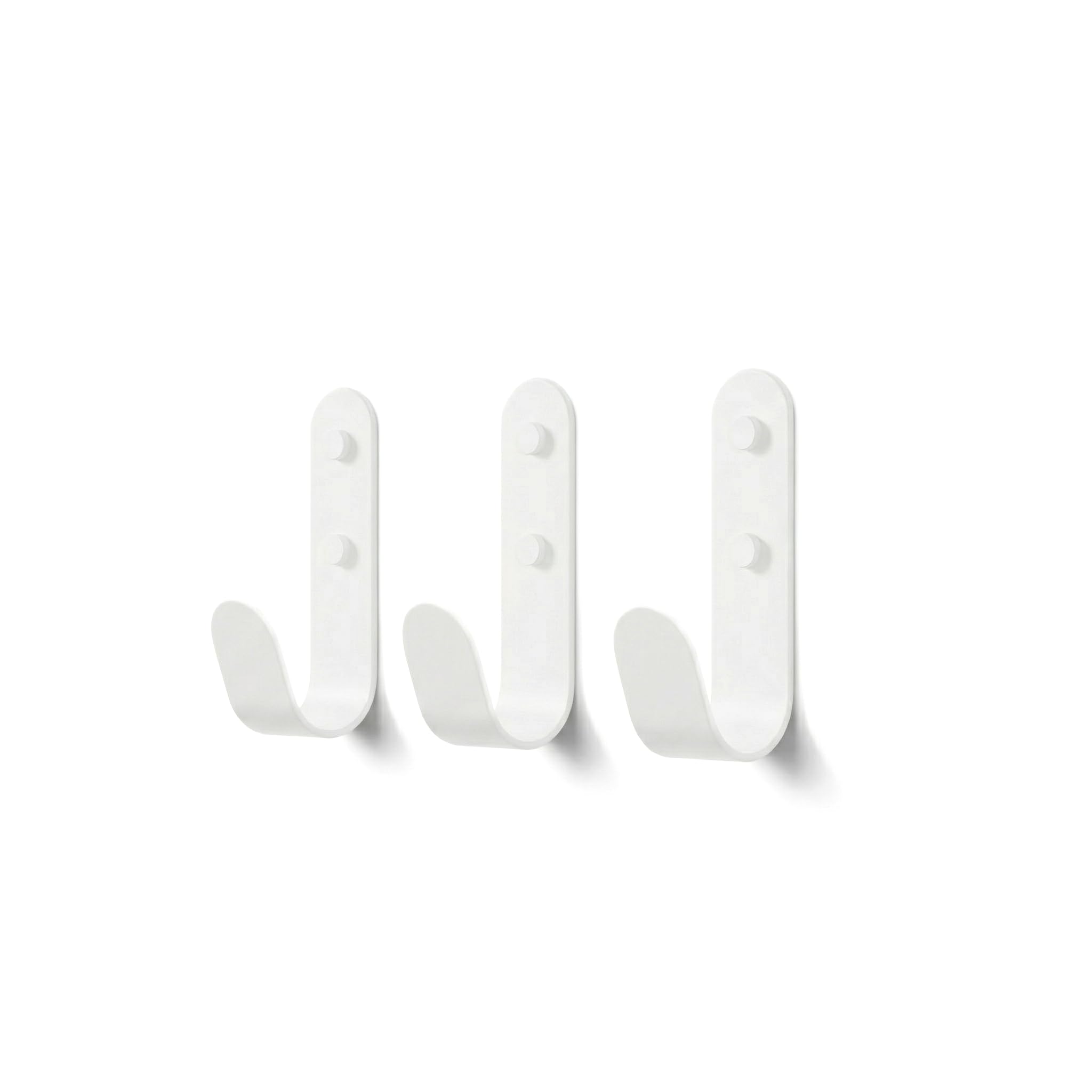 The Hairpin Leg Co. [HLC Metal J Wall Hook. Chunky Modern Playful Coat Hook - [White, 3 Pack]