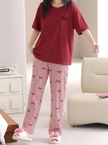 Image of Louis Luxe Cotton Blend Womens Korean Night Dress || Full Pyjama Set || Korean Nightsuit || Women Nightwear ||Round Neck Full Sleeve Nightsuit || Loungewear || Everyday Nightdress (ND-09)