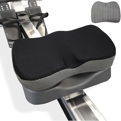Rowing Machine Seat Cushion for Concept 2 Rower Memory Foam Pad with Non-Slip Base & Washable Cover Fits Concept 2 Model D/E WaterRower Recumbent Bike & Indoor Rowers