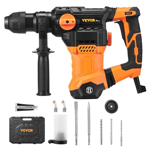 Image of VEVOR 1-1/4 Inch SDS-Plus Rotary Hammer Drill, 13 Amp Corded Drills, Heavy Duty Chipping Hammers w/Vibration Control & Safety Clutch, Electric Demolition Hammers Variable Speed, Power Tool For Concret