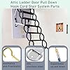 Attic Ladder Pull Down System, Ladder Attic Stairs Door Pull Down Hook System Kit with 60 Telescoping Pole and 304 Stainless Steel Pull Ring