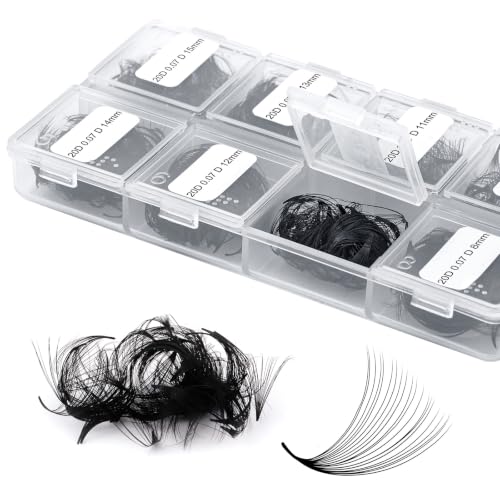 FADLASH 20D Premade Fans Eyelash Extensions - 600pcs Mixed Tray (20D-0.07D-8-15mm) D Curl Volume Lash Extensions
