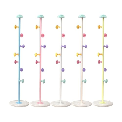 Tyenaza Perchero de Pie, Forma de Hongo Hierro Forjado Independiente Perchero, Perchero de Pie Extraíble con 7 Ganchos, Perchero de Metal para Niños, para Dormitorio, Sala de Estar(Blanco-167cm) - imagen 2