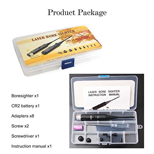 Laser Bore Sight Kit Multiple Calibers, Green/Red Dot Boresighter Set For .177 To .50 Caliber Rifle Handgun,Multi-Adapters Bore Sighter Scope With Press Switch For Rifle Shotgun Pistols For Hunting #TOP6