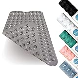 TONIAMO® Badewannenmatte grau in Premium-Qualität | extra Lange Antirutschmatte 100x40cm | sicheres Baden für Groß und Klein | waschmaschinenfest, geprüfte Qualität