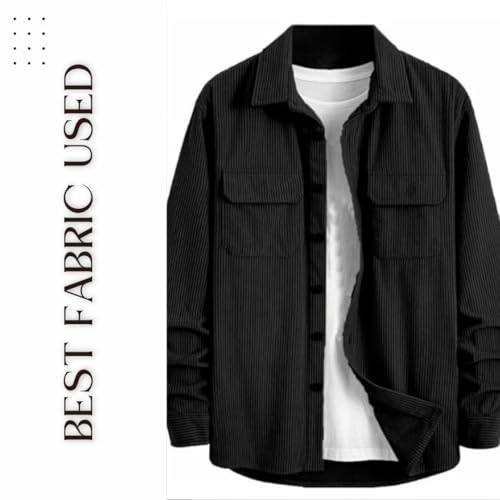 Image of MiraMichi Men's Full Sleeve Corduroy Striped Casual Jacket, Ideal for Stylish Everyday Outfits
