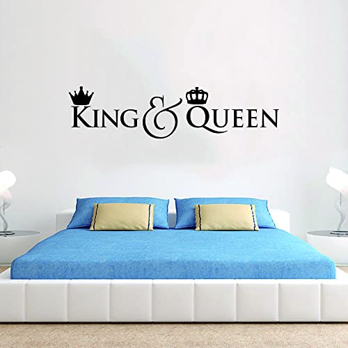 Anfrjji Royal Crowns - Princess Queen King - Mr & Mrs Wall Decals (Effect 33" X 8") - Removable Pvc Stickers For Bedroom (Black-Jwh318-Queen King) #TOP27