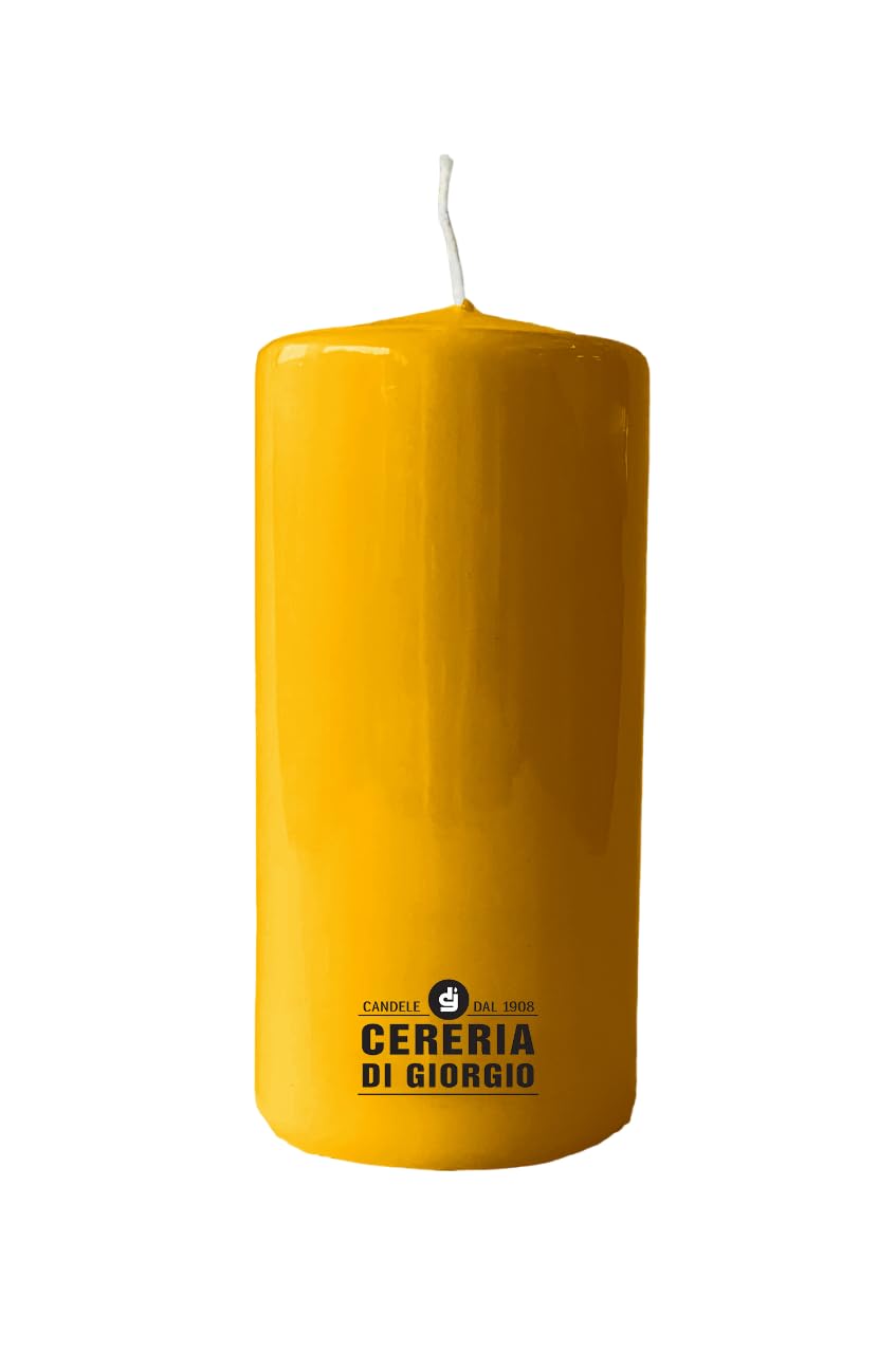 Candle Diameter 7 cm Height 15 cm - Mustard