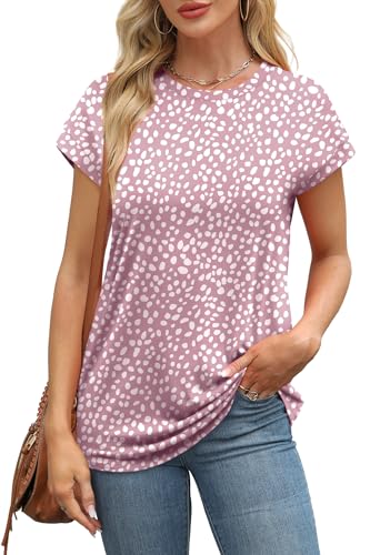 Image of Alaroo Womens Summer Tops Short Sleeve Shirts Crew Neck Tshirt Cute Trendy Tunic Blouses (S-3XL)