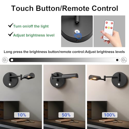 Lámpara de pared con batería sin cable Klighten 4W regulable con puerto USB-C para interiores 3