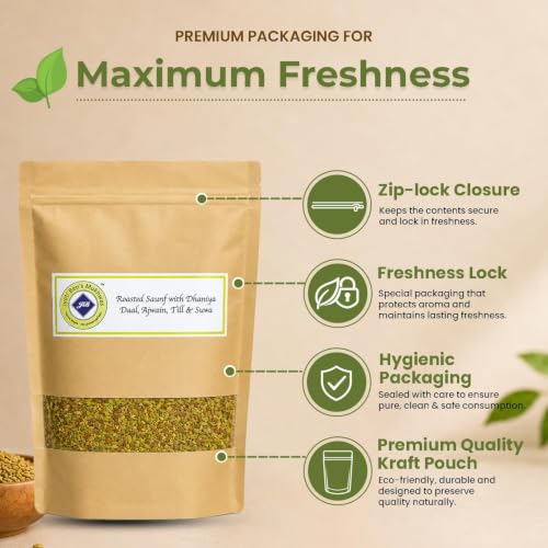 Image of Jyoti Ben's 5-Seed Roasted Digestive Mix Pack of 3 | Saunf, Dhaniya Daal, Ajwain, Till & Suwa | Natural Mouth Freshener | After-Meal Mukhwas | No Preservatives | 250g Each
