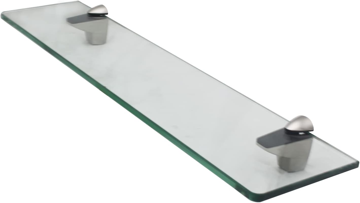 XVL Tempered Glass Shelf Bathroom 20 Inches Wall Mount Rectangular Shelves,Brushed GS3004AM-2