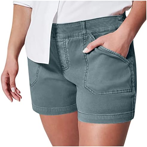 Women's Stretch Twill Shorts Casual Comfy Hiking Cargo Shorts Summer Athletic Shorts Chino Bermuda Short with Pockets A-Blue
