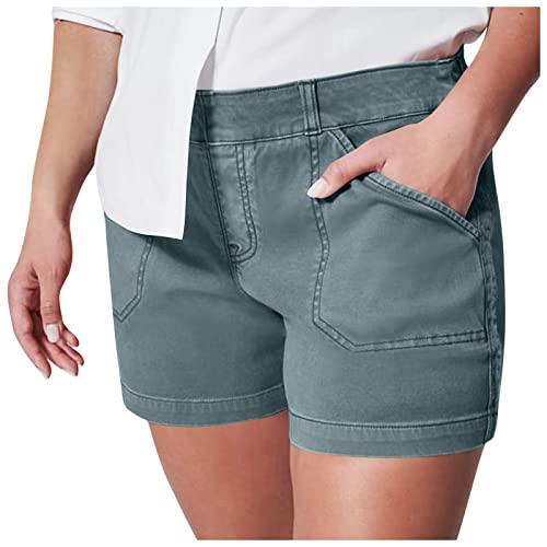 Women's Stretch Twill Shorts Casual Comfy Hiking Cargo Shorts Summer Athletic Shorts Chino Bermuda Short With Pockets A-Blue #TOP10