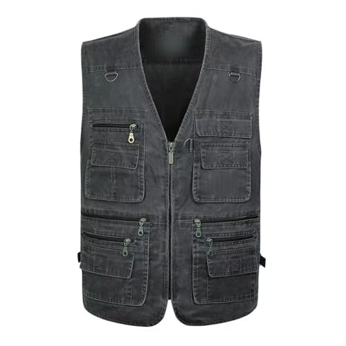 Chaleco multibolsillos de algodón para hombre, ropa de verano sin mangas informal 3