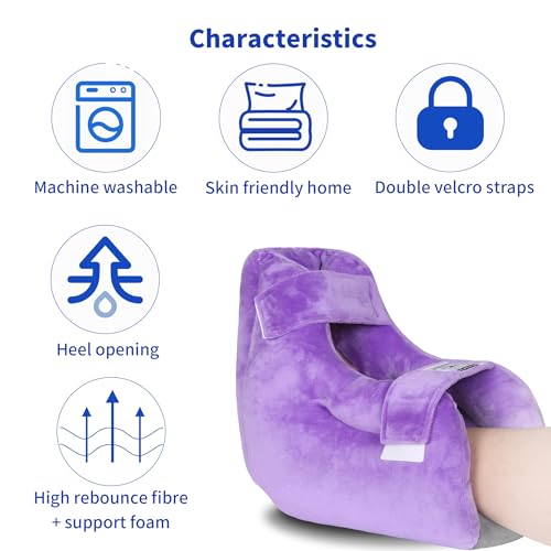 Image of Velour Heel Protectors Bed Sore Pillow Cushion for Pressure Sores,Velvet Foot Pillows Support Boot for Bedridden Patients Supplies, Ankle Pillow Heel Protector for Heel Pain（Pack of 1 pcs）